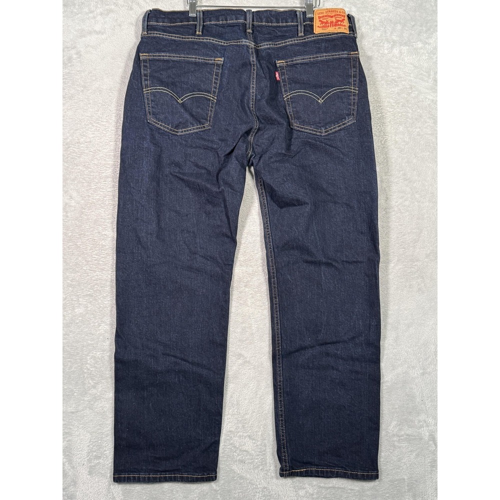Levis 505 Jeans Mens 38x30 Blue Straight Leg Stretch Denim Dark Wash Casual - Picture 9 of 14